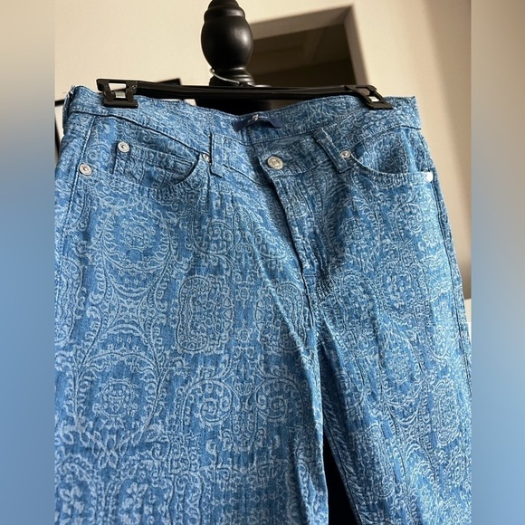 7 For All Mankind Moroccan Blue Jacquard Skinny Jeans - Size 29 - Picture 6 of 11